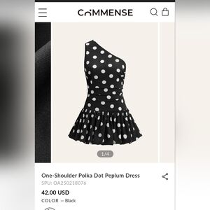 Commense Black and White One-Shoulder Dress